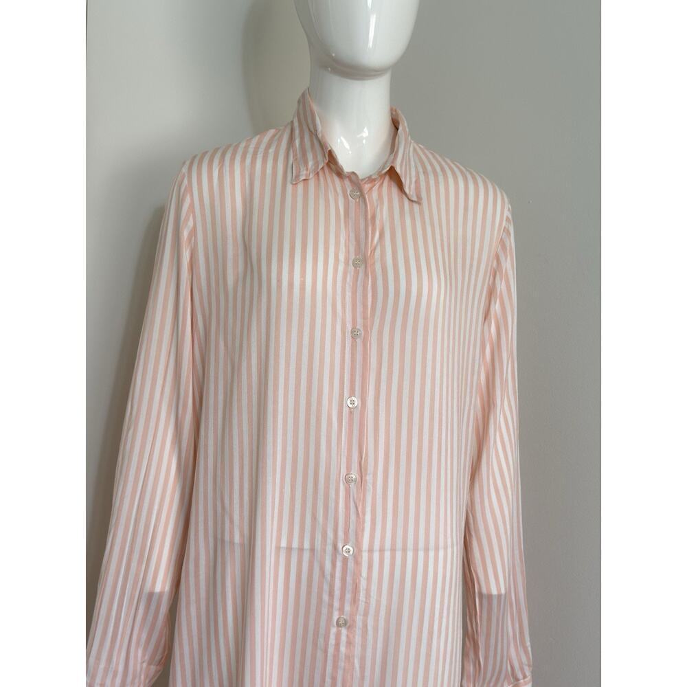 Rococo Striped Viscose Cover Up Dress Size M Long Sleeve Sheer Beach Resort NWT - Picture 4 of 13